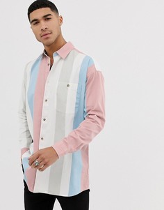 Розовая oversize-рубашка в полоску в стиле 90-х с заниженной линией плеч ASOS DESIGN-Розовый