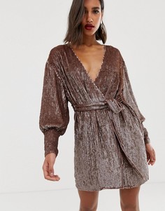 Платье мини с пайетками и запахом ASOS EDITION-Розовый
