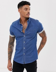 Облегающая эластичная джинсовая рубашка ASOS DESIGN-Синий