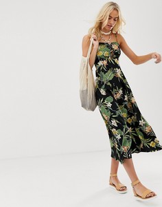Платье макси на бретелях с тропическим принтом ASOS DESIGN-Мульти