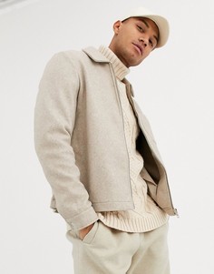 Бежевая куртка на молнии ASOS DESIGN-Бежевый