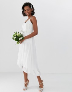 Свадебное платье миди с плиссировкой и отделкой на талии Ted Baker-Белый