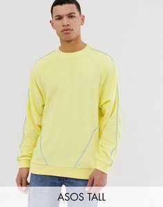 Желтый махровый oversize-свитшот с окантовкой ASOS DESIGN Tall