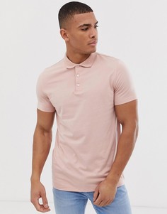 Розовая трикотажняа футболка-поло ASOS DESIGN-Розовый