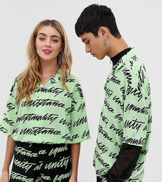 Комбинируемая рубашка унисекс с надписью \unity\" ASOS DESIGN x glaad&-Зеленый