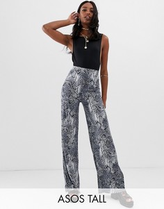 Брюки с широкими штанинами и змеиным принтом ASOS DESIGN Tall-Мульти