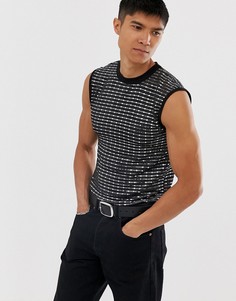 Черная обтягивающая майка ASOS DESIGN-Серебряный