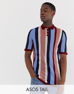 Поло в вертикальную полоску ASOS DESIGN Tall-Мульти