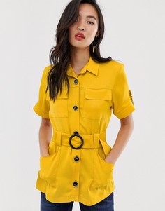 Рубашка в стиле милитари с пряжкой River Island-Желтый