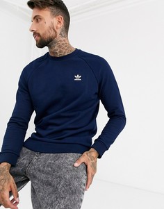 Темно-синий свитшот с маленьким вышитым логотипом adidas Originals