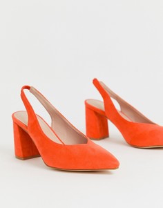Ярко-оранжевые туфли на блочном каблуке с ремешком через пятку Glamorous-Оранжевый