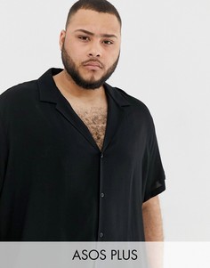 Черная свободная рубашка из вискозы с отложным воротником ASOS DESIGN Plus-Черный
