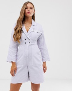 Короткий джинсовый комбинезон в стиле 80-х ASOS DESIGN-Мульти