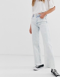 Расклешенные джинсы с завышенной талией и необработанными краями Free People-Синий