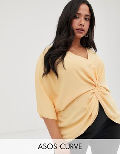 Топ с узлом спереди и рукавами-кимоно ASOS DESIGN Curve-Розовый