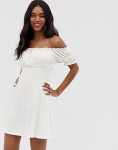 Фактурный сарафан мини с кружевными вставками ASOS DESIGN-Белый