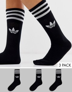 Черные однотонные носки adidas Originals - 3 пары-Черный