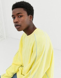 Желтый махровый oversize-свитшот с отделкой кантом ASOS DESIGN