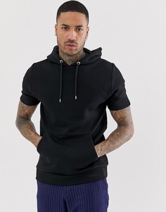 Черный худи с короткими рукавами ASOS DESIGN