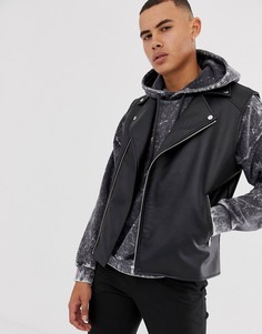 Черная куртка без рукавов из искусственной кожи ASOS DESIGN-Черный