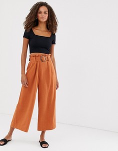 Укороченные брюки цвета ржавчины с пряжкой New Look-Оранжевый