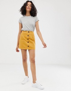 Джинсовая мини-юбка на пуговицах ASOS DESIGN-Кремовый