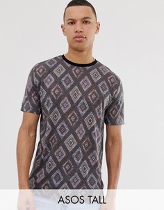Свободная футболка из органического хлопка с принтом ASOS DESIGN Tall-Черный