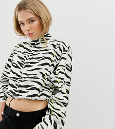 Трикотажный топ с принтом \зебра\" и затягивающимся краем с фиксатором Bershka-Мульти