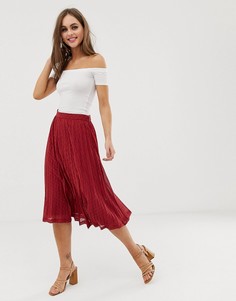 Плиссированная юбка миди с вышивкой ришелье ASOS DESIGN-Мульти