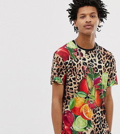 Винтажная футболка с фруктовым и леопардовым принтом Milk It-Коричневый