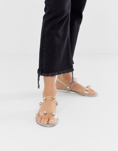 Прозрачные резиновые сандалии с отделкой заклепками River Island-Белый