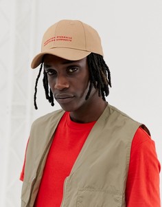 Бежевая бейсболка с красной вышитой надписью \generation eternelle\" ASOS DESIGN-Коричневый