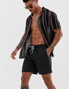Черные шорты для плавания средней длины ASOS DESIGN-Черный