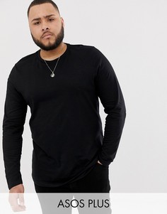 Черный лонгслив из органического хлопка с круглым вырезом ASOS DESIGN Plus
