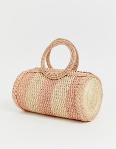 Розовая плетеная сумка из рафии KAANAS-Розовый