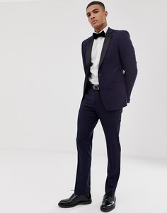 Темно-синий приталенный пиджак ASOS DESIGN