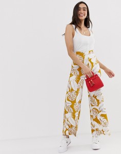 Широкие брюки с пальмовым принтом ASOS DESIGN-Мульти