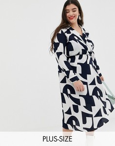 Платье-рубашка миди с принтом Vero Moda Curve-Мульти