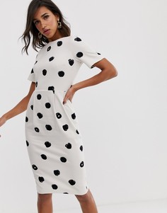Платье миди в горошек ASOS DESIGN-Мульти