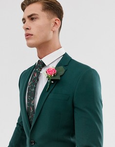 Темно-зеленый супероблегающий пиджак ASOS DESIGN-Синий