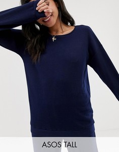 Свитшот в рубчик ASOS DESIGN Tall mix & match-Темно-синий