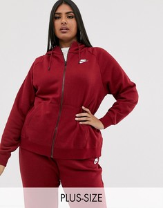 Худи бордового цвета на молнии Nike Plus Essentials-Красный