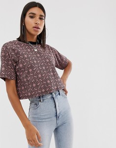 Футболка с монограммой и контрастной горловиной ASOS DESIGN-Мульти