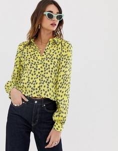 Атласная рубашка с цветочным принтом Lost Ink-Желтый