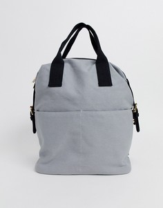 Парусиновый рюкзак на молнии с двумя ремешками ASOS DESIGN-Серый