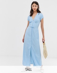Чайное платье макси в горошек Vero Moda Tall-Синий