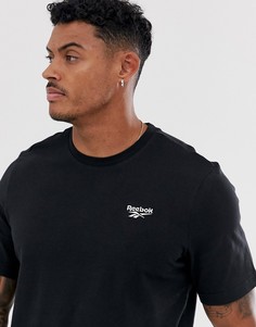 Черная футболка с маленьким векторным логотипом Reebok-Белый