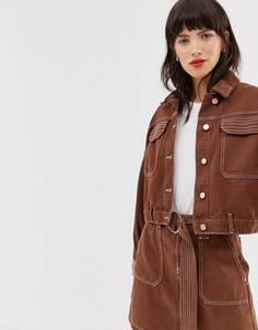 Коричневая куртка в стиле милитари River Island-Светло-коричневый
