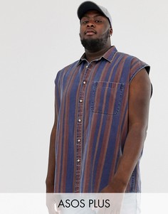 Свободная рубашка в стиле 90-х в полоску ASOS DESIGN Plus-Красный