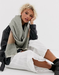 Широкий шарф в пастельную полоску ASOS DESIGN-Серый